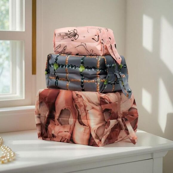 Baggu Packing Cube Set-Ballet Icons, Point Shoe & Beaded Plaid, Travel Organizer - Picture 1 of 3